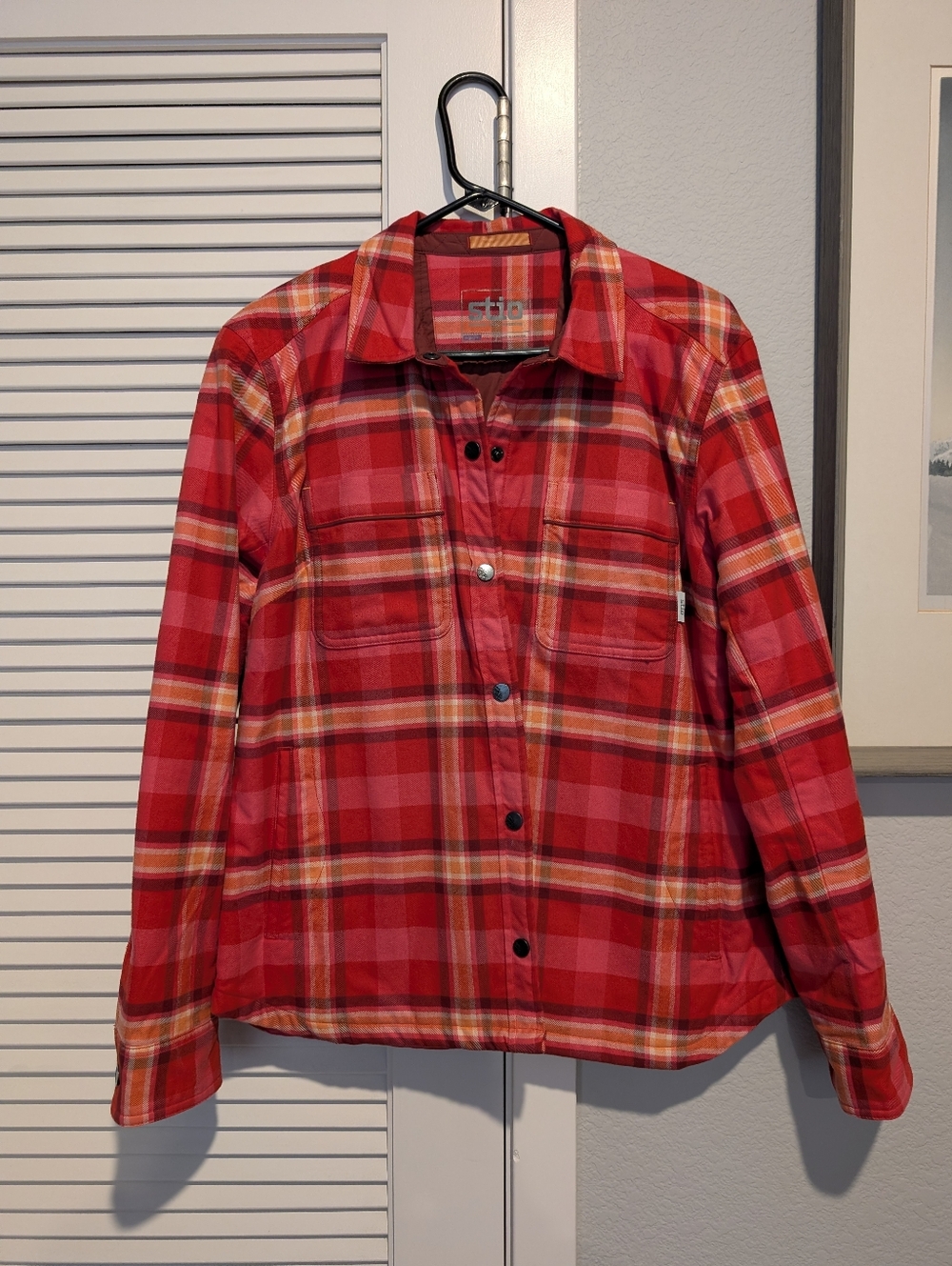 Stio Red/Pink Plaid Insulated ShirtJack